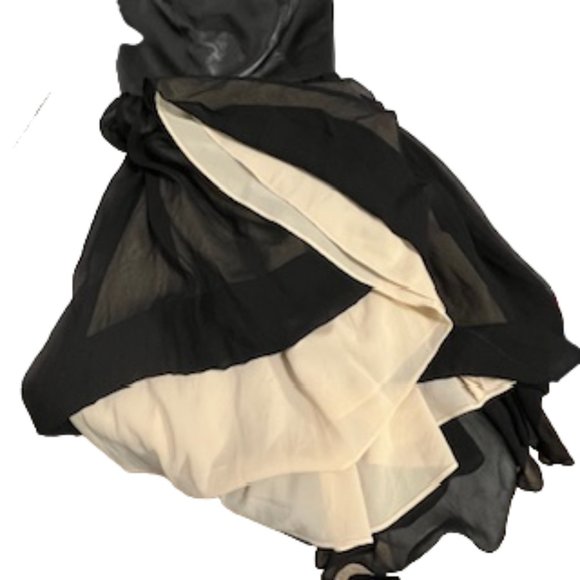 NICOLE MILLER Black Supple Leather and Chiffon Cocktail Dress Size 0, NWT - Picture 14 of 16